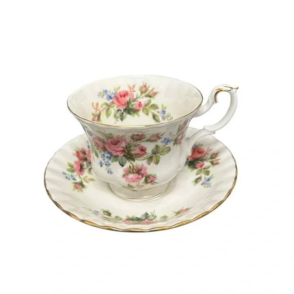 Royal Albert "Moss Rose" Bone China Tea Cup and Saucer Set - Picture 5 of 7